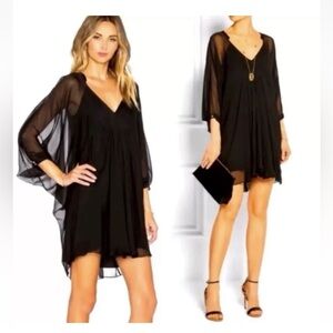 Diane von furstenberg black silk kaftan dress